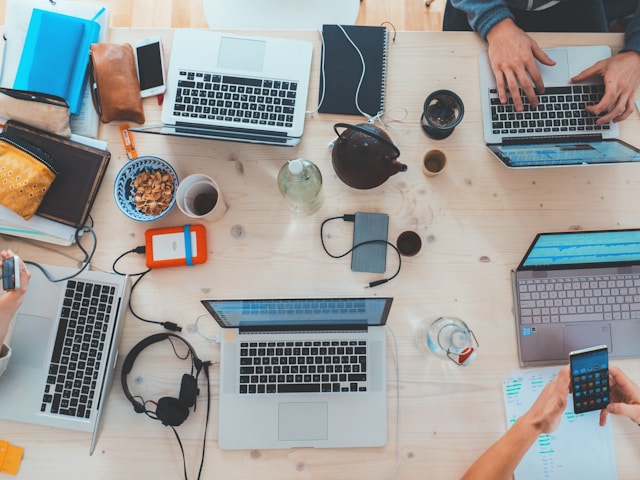 Team working together on workforce development strategy